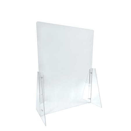 Azar Displays Counter Cashier Shield, Sneeze Guard, Clear Acrylic Protective Barrier. Adjstbl to two heights, 2PK 179822